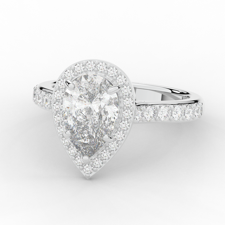 2.50CT.TW PEAR LAB DIAMOND HALO ENGAGEMENT RING - Nazarelle