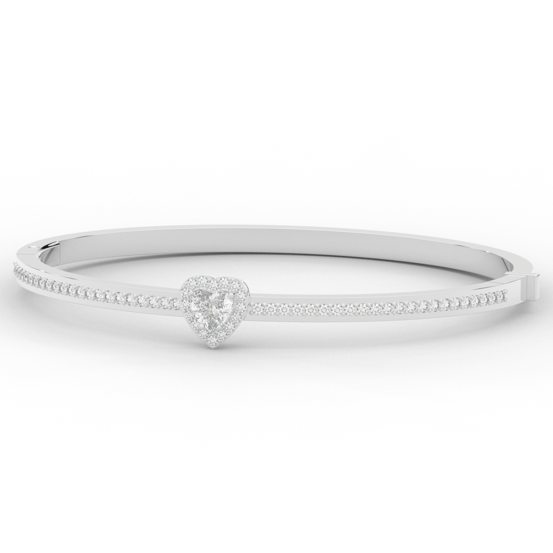 1.65CT.TW HEART AND ROUND LAB DIAMOND  BANGLE - Nazarelle