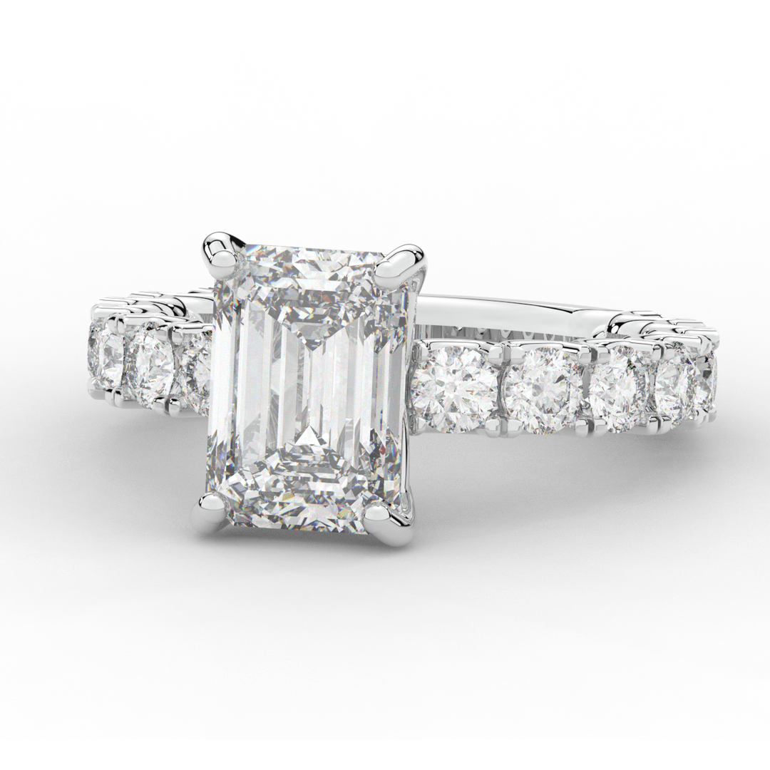 4.35CT.TW EMERALD CUT LAB DIAMOND ENGAGEMENT RING - Nazarelle