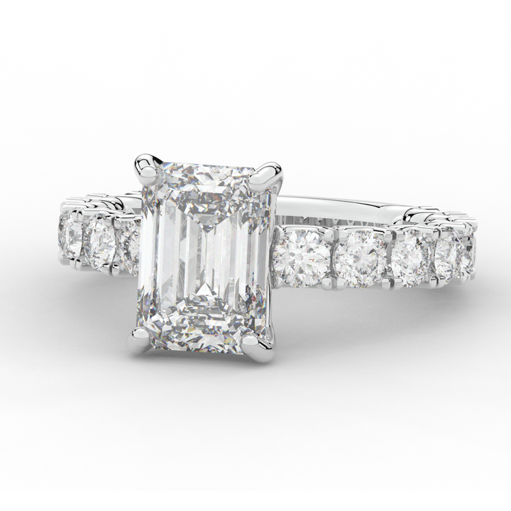 4.35CT.TW EMERALD CUT LAB DIAMOND ENGAGEMENT RING - Nazarelle