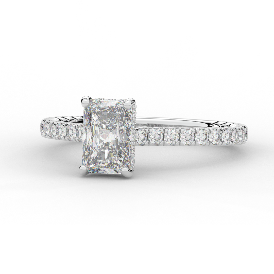 2.10CT.TW RADIANT LAB DIAMOND UNDERHALO SOLITAIRE ENGAGEMENT RING - Nazarelle