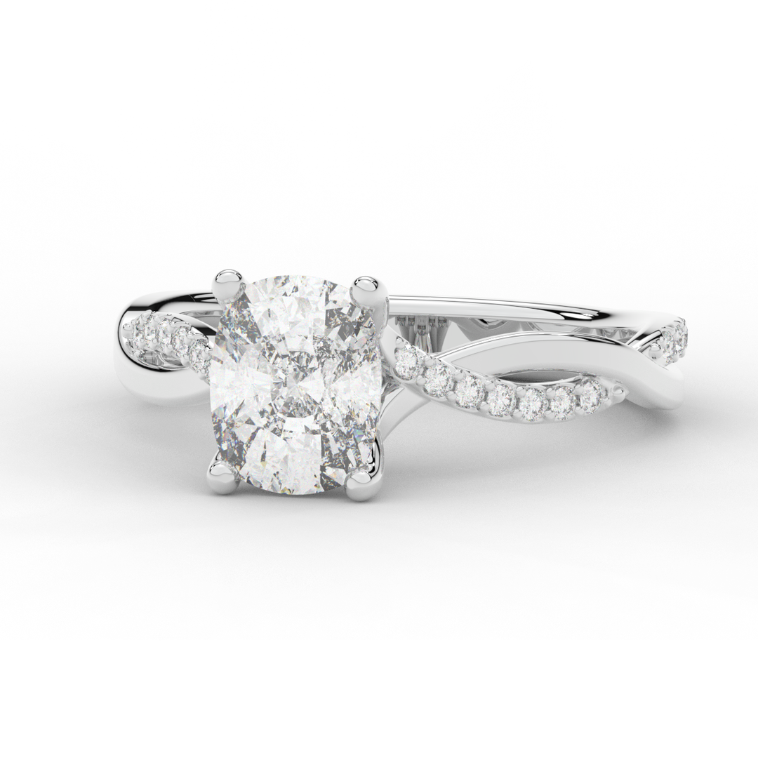 1.70CT.TW CUSHION LAB DIAMOND TWIST BAND ENGAGEMENT RING - Nazarelle