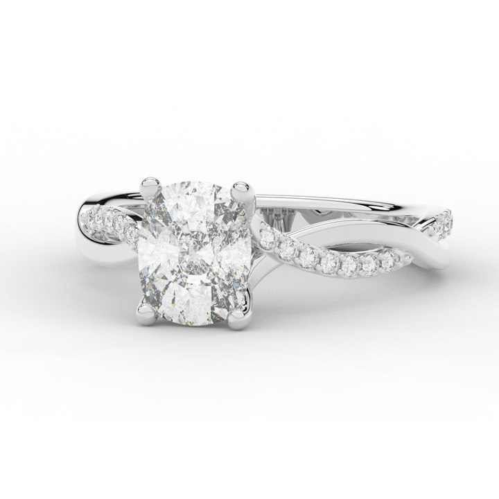 1.70CT.TW CUSHION LAB DIAMOND TWIST BAND ENGAGEMENT RING - Nazarelle