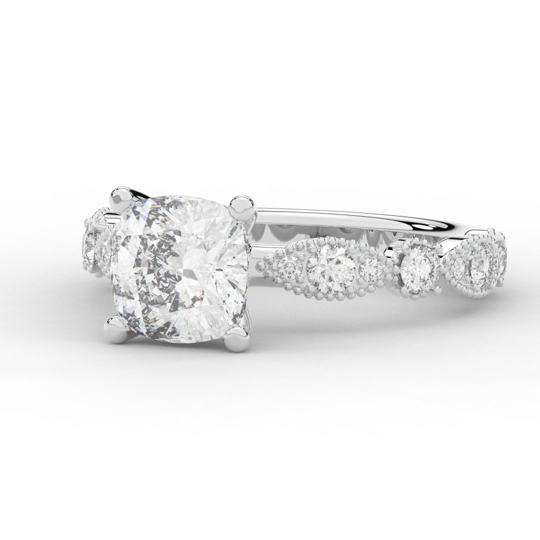 2.50CT.TW CUSHION LAB DIAMOND SOLITAIRE ENGAGEMENT RING - Nazarelle