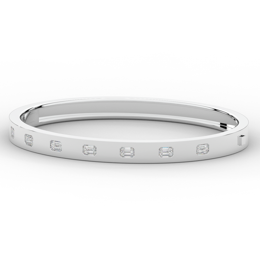 1.25CT.TW ROUND LAB DIAMOND BEZEL SET BANGLE - Nazarelle