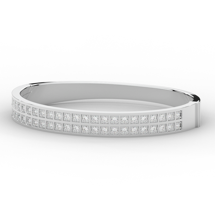 2.00CT.TW ROUND LAB TWO ROW DIAMOND BANGLE - Nazarelle