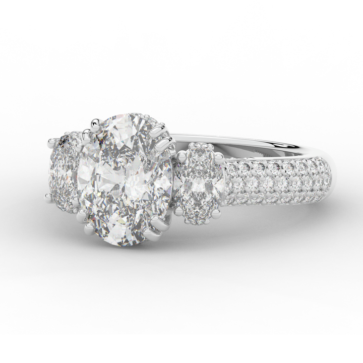 3.70CT.TW OVAL LAB DIAMOND 3 STONE ENGAGEMENT RING - Nazarelle
