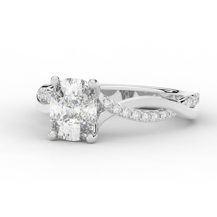 1.70CT.TW CUSHION LAB DIAMOND TWIST BAND ENGAGEMENT RING - Nazarelle