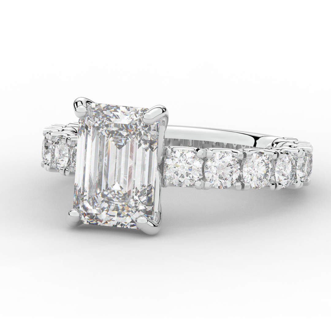 4.35CT.TW EMERALD CUT LAB DIAMOND ENGAGEMENT RING - Nazarelle