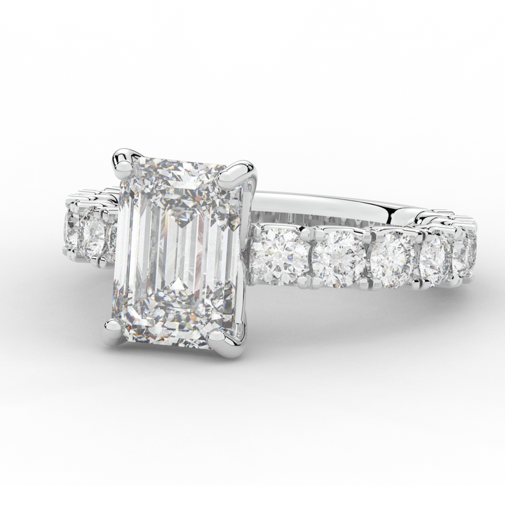 4.35CT.TW EMERALD CUT LAB DIAMOND ENGAGEMENT RING - Nazarelle