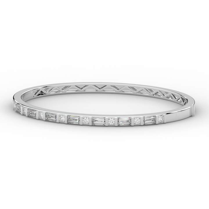 2.75CT.TW ROUND AND EMERALD CUT LAB DIAMOND SHARED PRONG BANGLE - Nazarelle