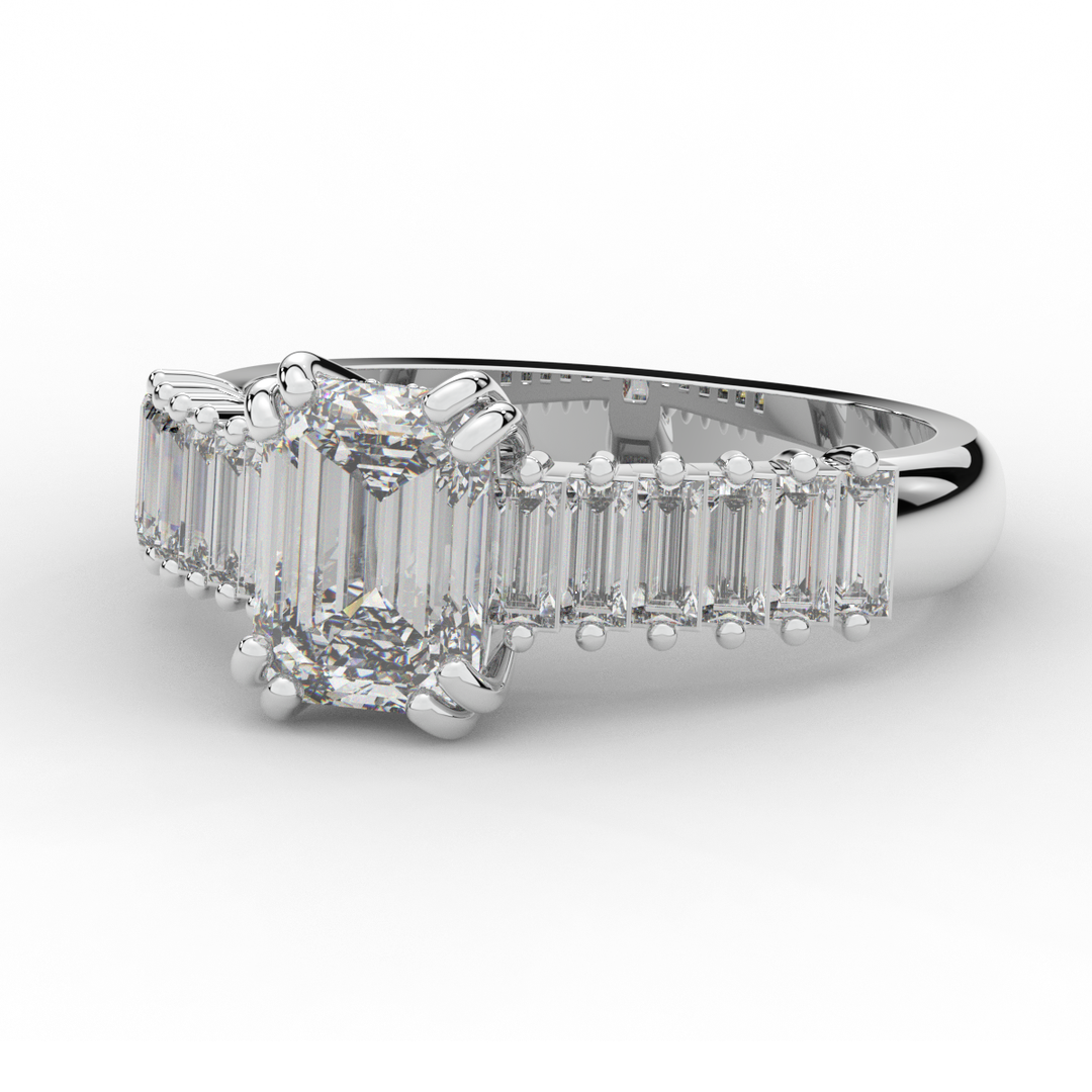 2.60CT.TW EMERALD CUT LAB DIAMOND ENGAGEMENT RING - Nazarelle