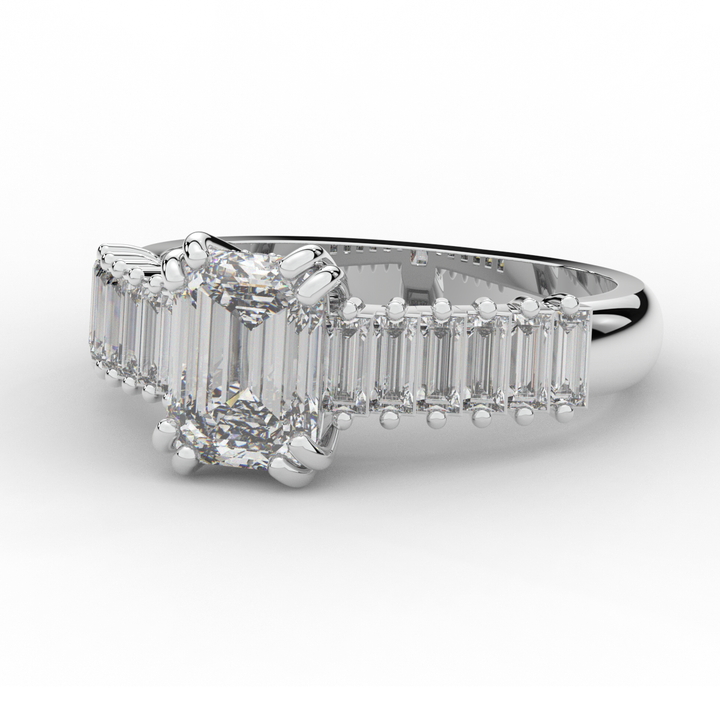 2.60CT.TW EMERALD CUT LAB DIAMOND ENGAGEMENT RING - Nazarelle