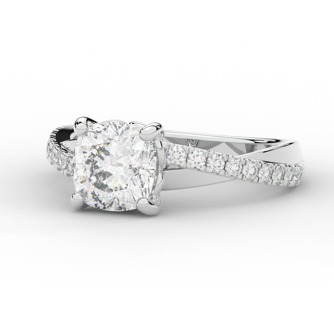 2.20CT.TW CUSHION LAB DIAMOND TWISTBAND ENGAGEMENT RING - Nazarelle