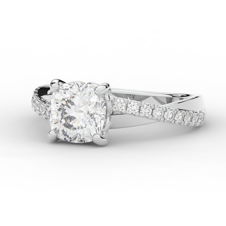 2.20CT.TW CUSHION LAB DIAMOND TWISTBAND ENGAGEMENT RING - Nazarelle