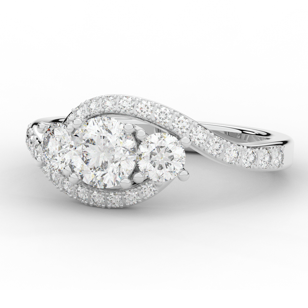 1.65CT.TW ROUND LAB DIAMOND TWIST HALO ENGAGEMENT RING - Nazarelle