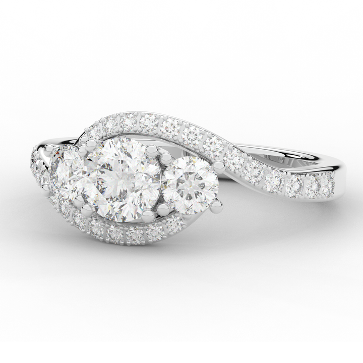 1.65CT.TW ROUND LAB DIAMOND TWIST HALO ENGAGEMENT RING - Nazarelle