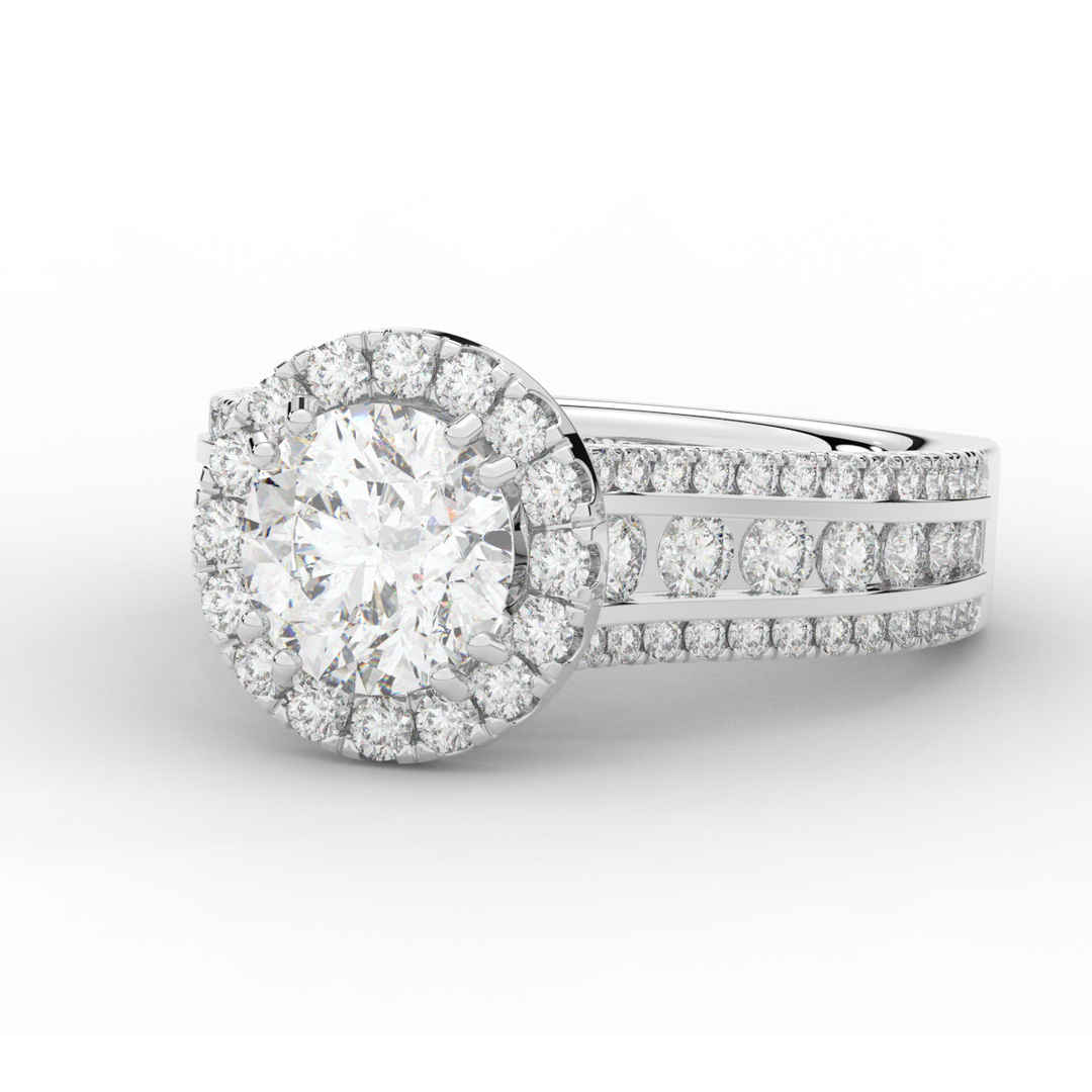 2.90CT.TW ROUND LAB DIAMOND HALO ENGAGEMENT RING - Nazarelle