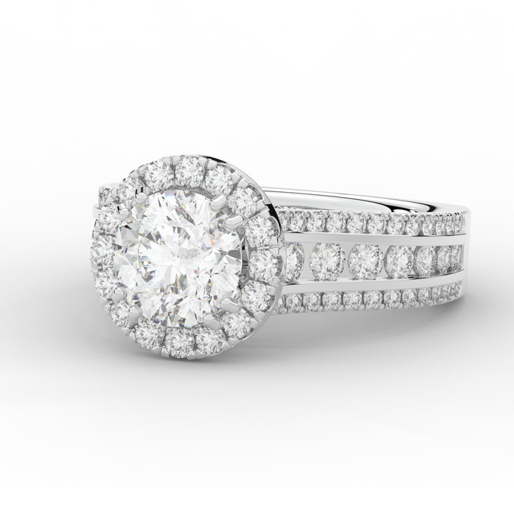 2.90CT.TW ROUND LAB DIAMOND HALO ENGAGEMENT RING - Nazarelle