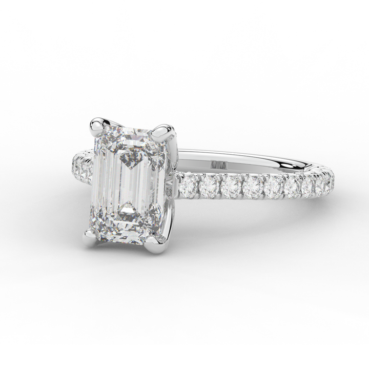 2.70CT.TW EMERALD CUT LAB DIAMOND SOLITAIRE ENGAGEMENT RING - Nazarelle