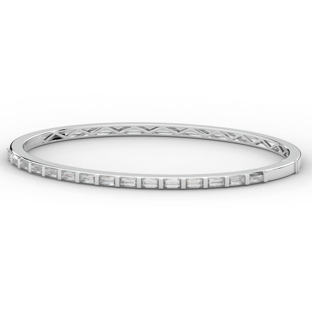 1.50CT.TW BAGUETTE LAB DIAMOND SHARED PRONG BANGLE - Nazarelle
