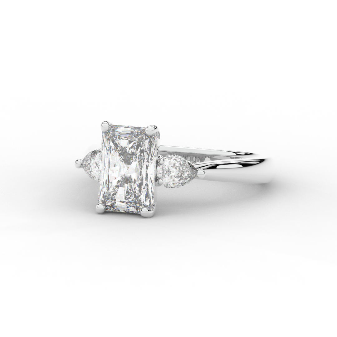 2.40CT.TW RADIANT LAB DIAMOND 3 STONE ENGAGEMENT RING - Nazarelle