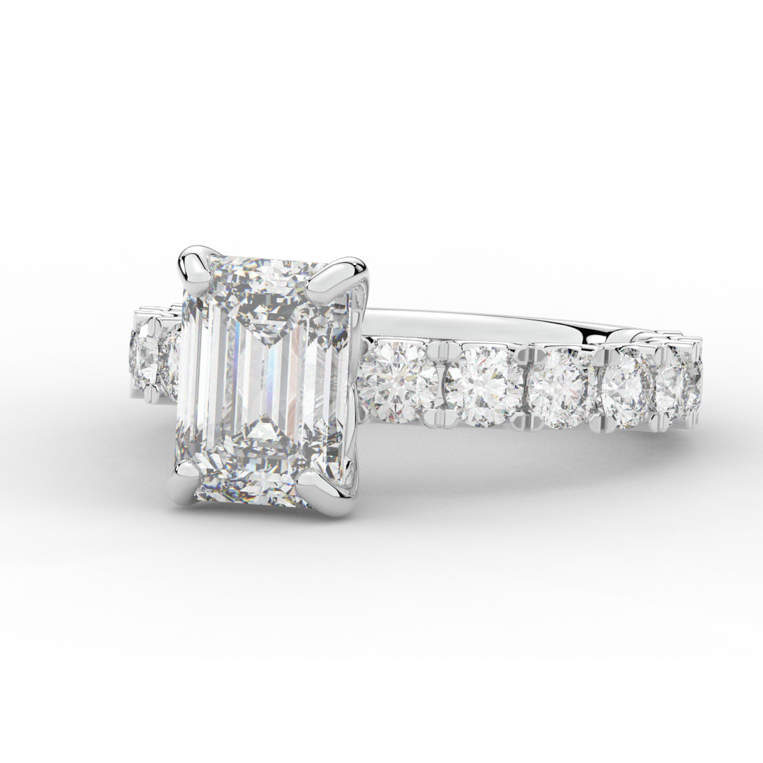 4.35CT.TW EMERALD CUT LAB DIAMOND ENGAGEMENT RING - Nazarelle