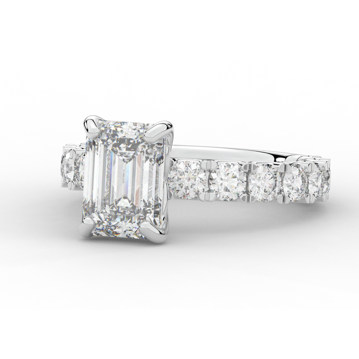 4.35CT.TW EMERALD CUT LAB DIAMOND ENGAGEMENT RING - Nazarelle