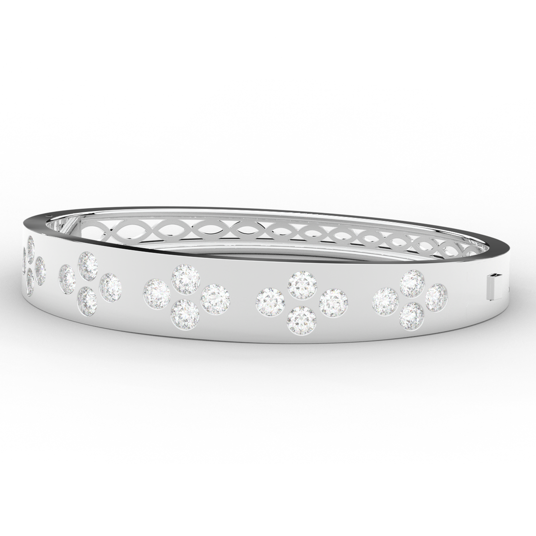 4.10CT.TW ROUND LAB DIAMOND BEZEL SET BANGLE - Nazarelle