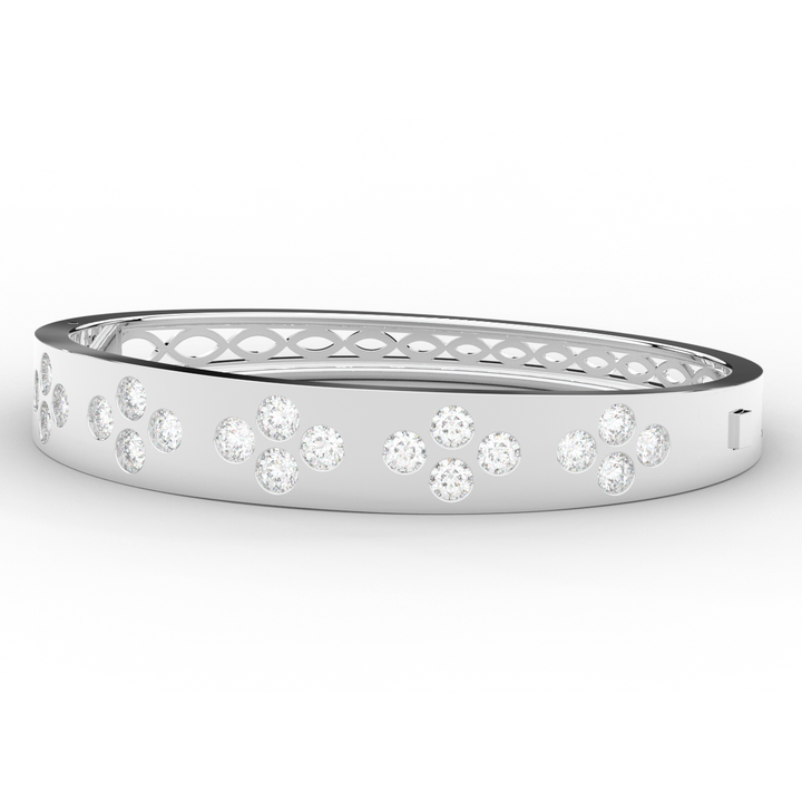 4.10CT.TW ROUND LAB DIAMOND BEZEL SET BANGLE - Nazarelle