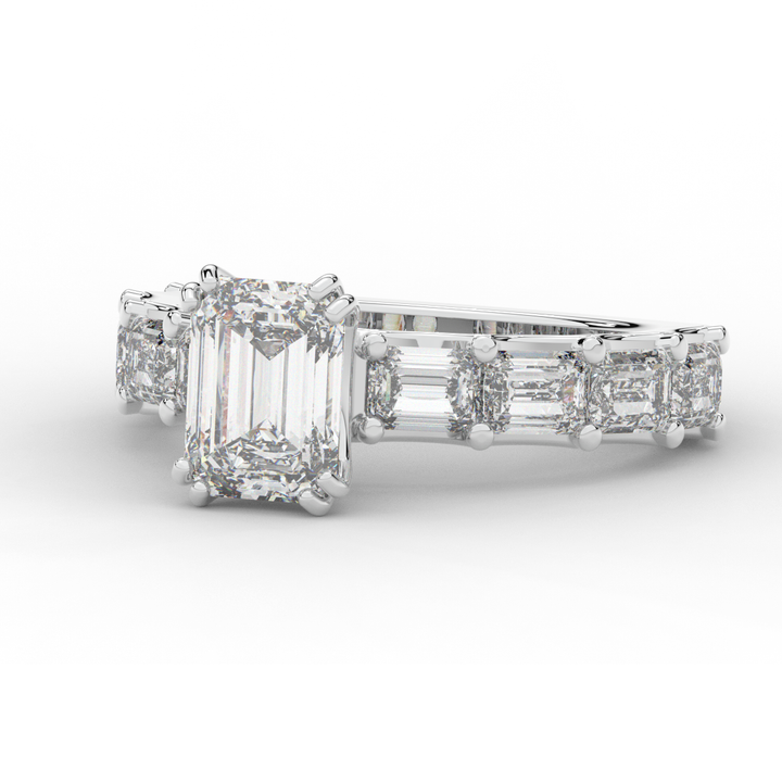 3.75CT.TW EMERALD CUT LAB DIAMOND SOLITAIRE ENGAGEMENT RING - Nazarelle