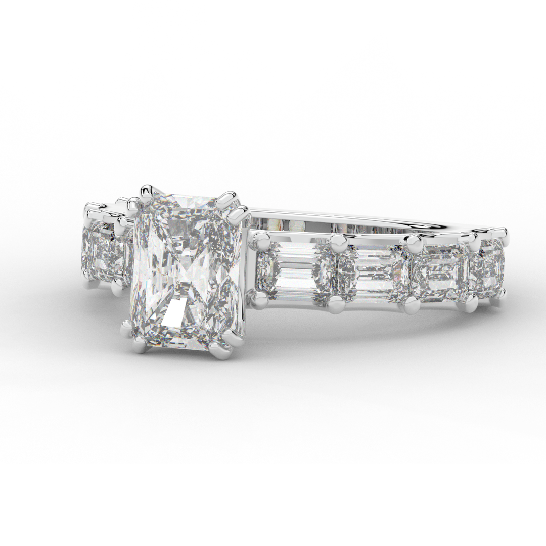3.75CT.TW RADIANT LAB DIAMOND SOLITAIRE ENGAGEMENT RING - Nazarelle