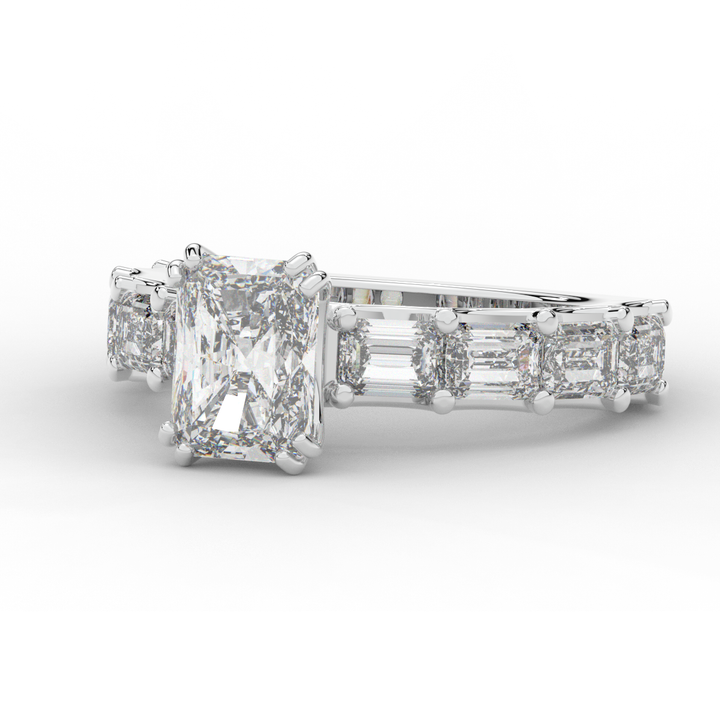 3.75CT.TW RADIANT LAB DIAMOND SOLITAIRE ENGAGEMENT RING - Nazarelle