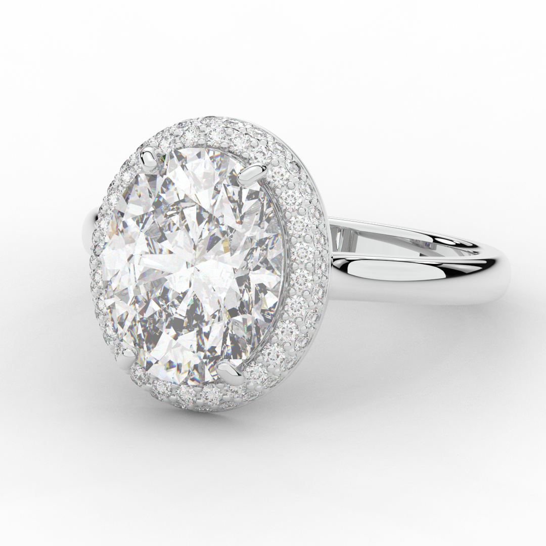 4.40CT.TW OVAL LAB DIAMOND HALO ENGAGEMENT RING - Nazarelle