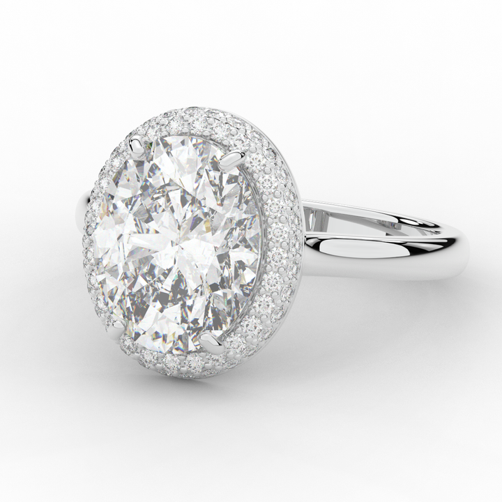 4.40CT.TW OVAL LAB DIAMOND HALO ENGAGEMENT RING - Nazarelle