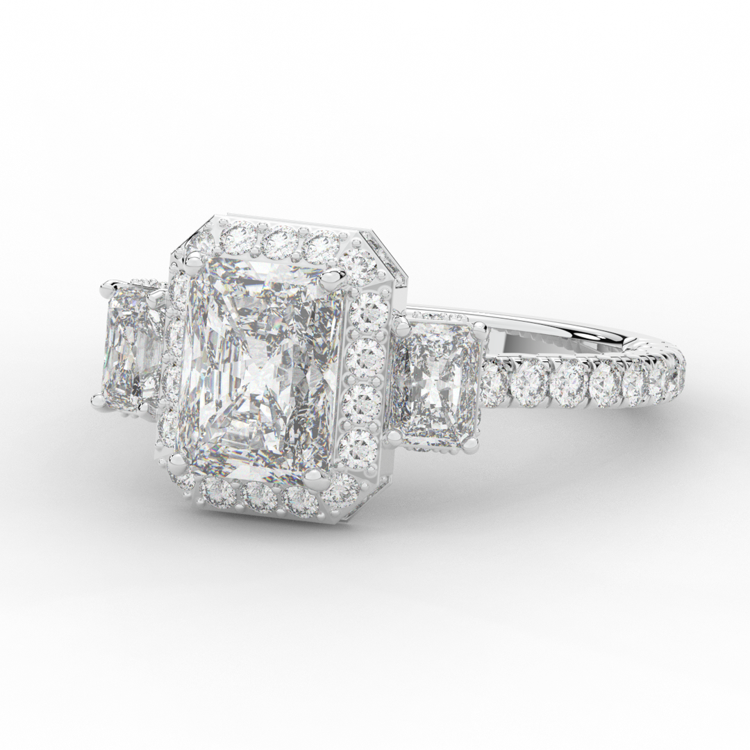 3.20CT.TW RADIANT LAB DIAMOND 3 STONE ENGAGEMENT RING - Nazarelle