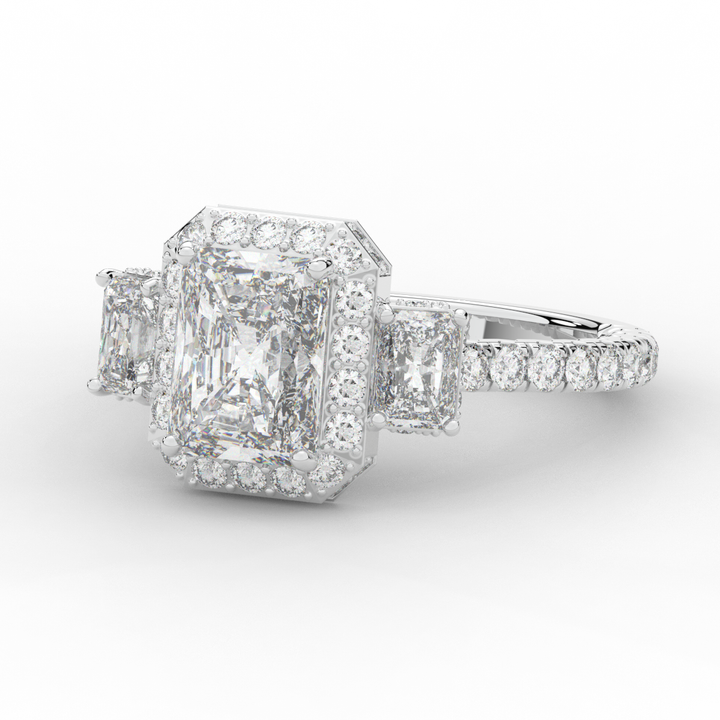 3.20CT.TW RADIANT LAB DIAMOND 3 STONE ENGAGEMENT RING - Nazarelle