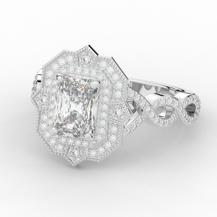 1.90CT.TW RADIANT LAB DIAMOND HALO ENGAGEMENT RING - Nazarelle