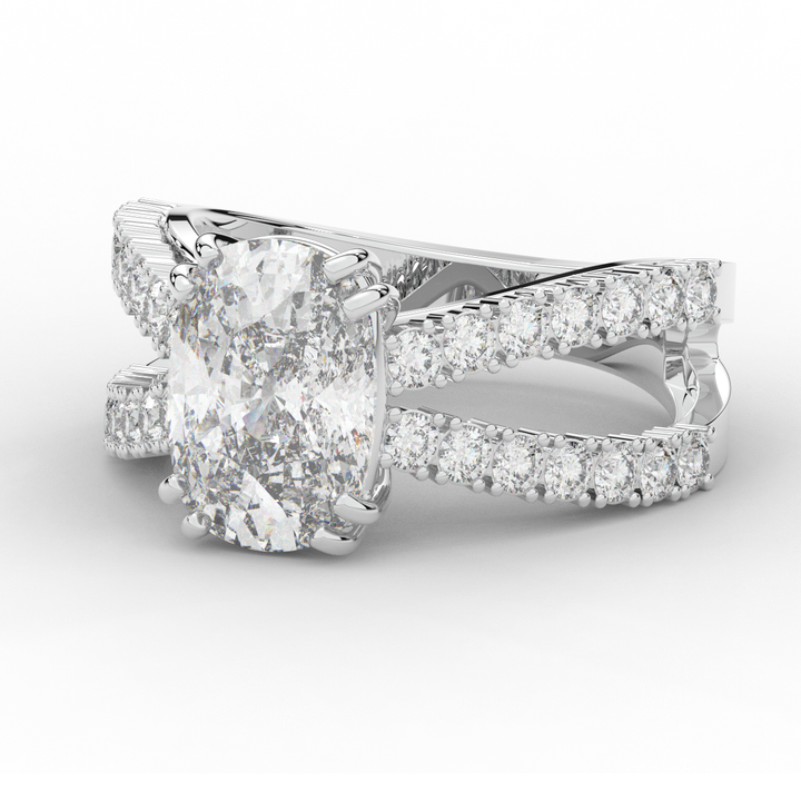 3.75CT.TW CUSHION LAB DIAMOND SPLIT BAND ENGAGEMENT RING - Nazarelle
