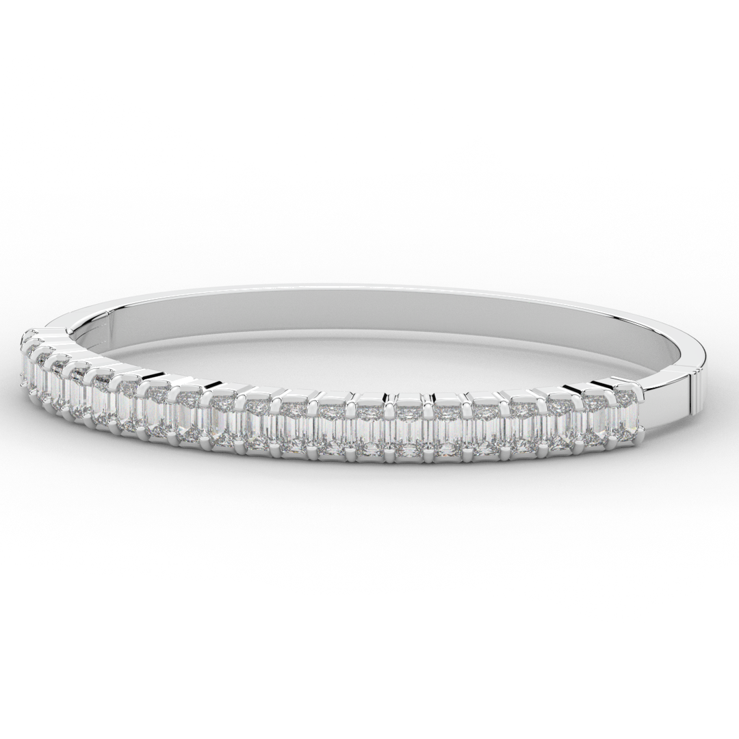 6.50CT.TW EMERALD CUT LAB DIAMOND BANGLE - Nazarelle