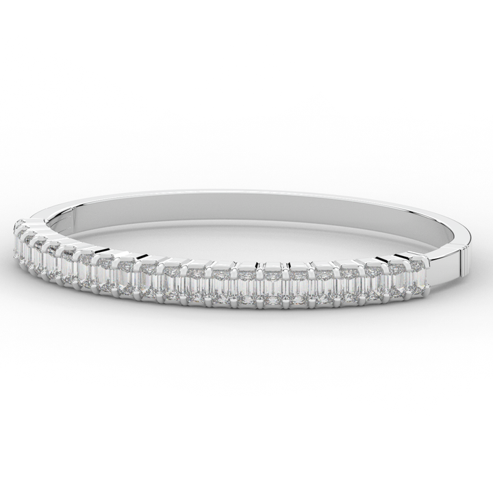 6.50CT.TW EMERALD CUT LAB DIAMOND BANGLE - Nazarelle