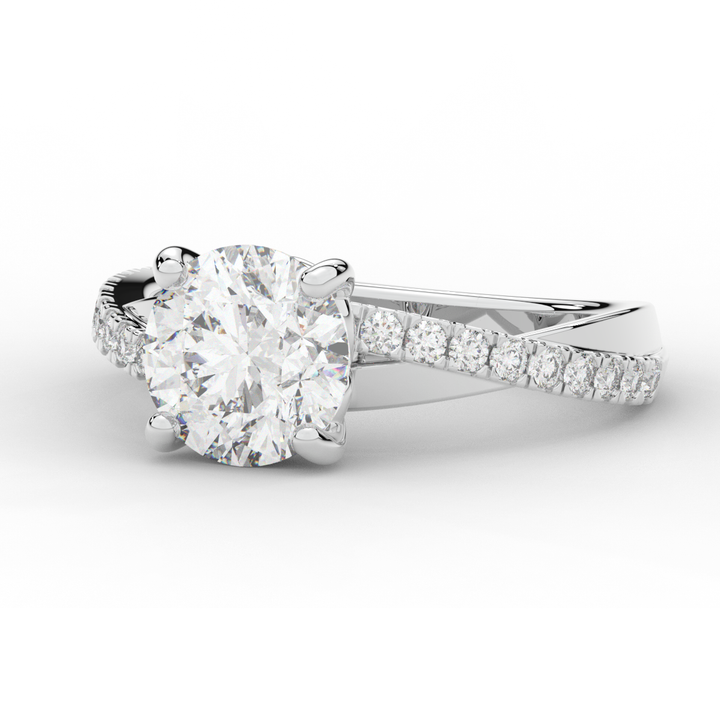 2.20CT.TW ROUND LAB DIAMOND TWISTBAND ENGAGEMENT RING - Nazarelle
