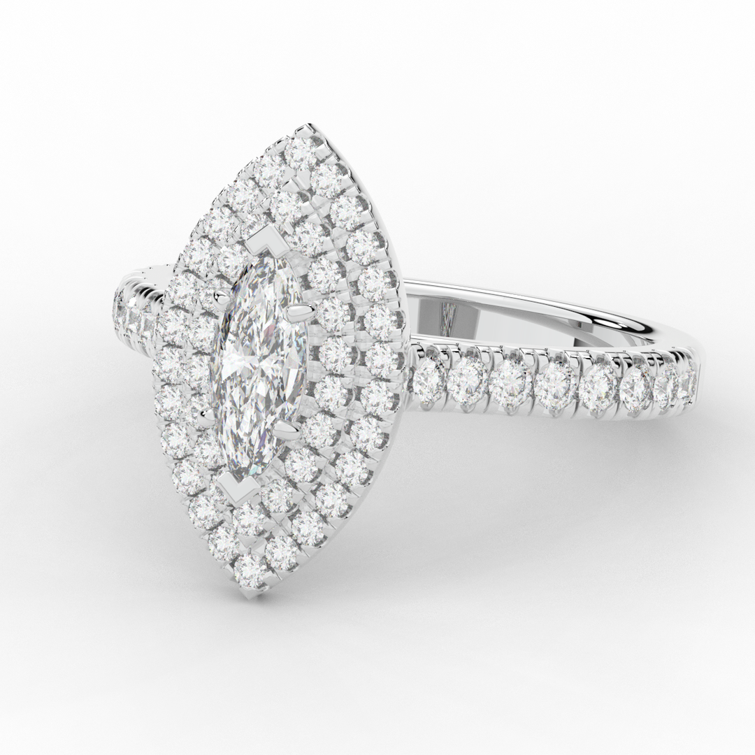 1.00CT.TW MARQUISE LAB DIAMOND HALO ENGAGEMENT RING - Nazarelle