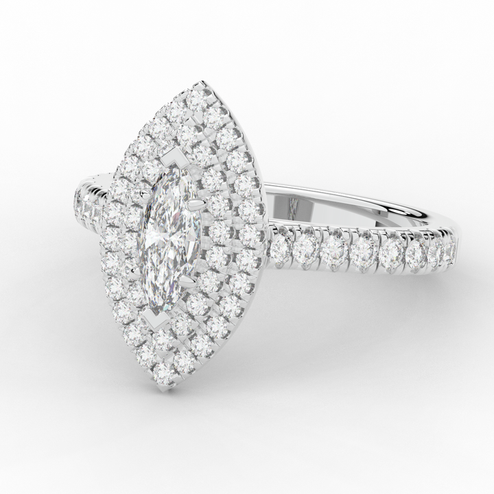 1.00CT.TW MARQUISE LAB DIAMOND HALO ENGAGEMENT RING - Nazarelle