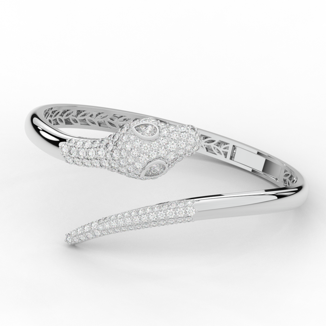 3.75CT.TW ROUND AND PEAR LAB DIAMOND SNAKE BANGLE - Nazarelle