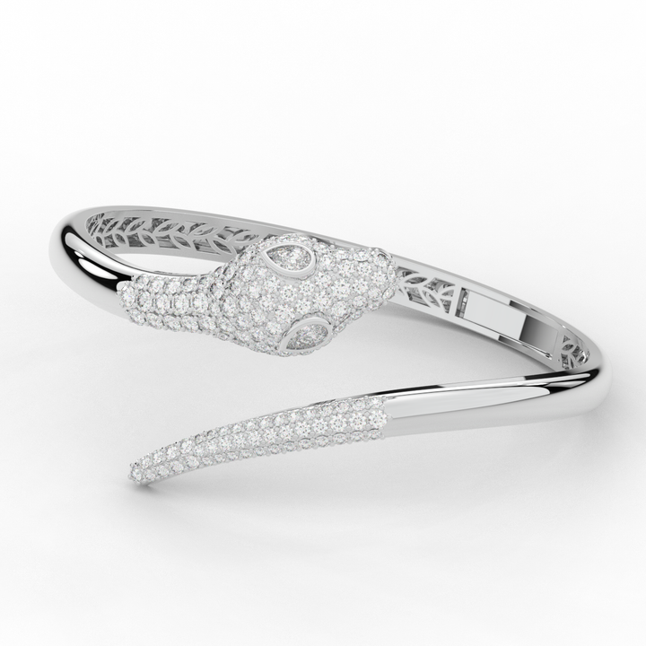 3.75CT.TW ROUND AND PEAR LAB DIAMOND SNAKE BANGLE - Nazarelle