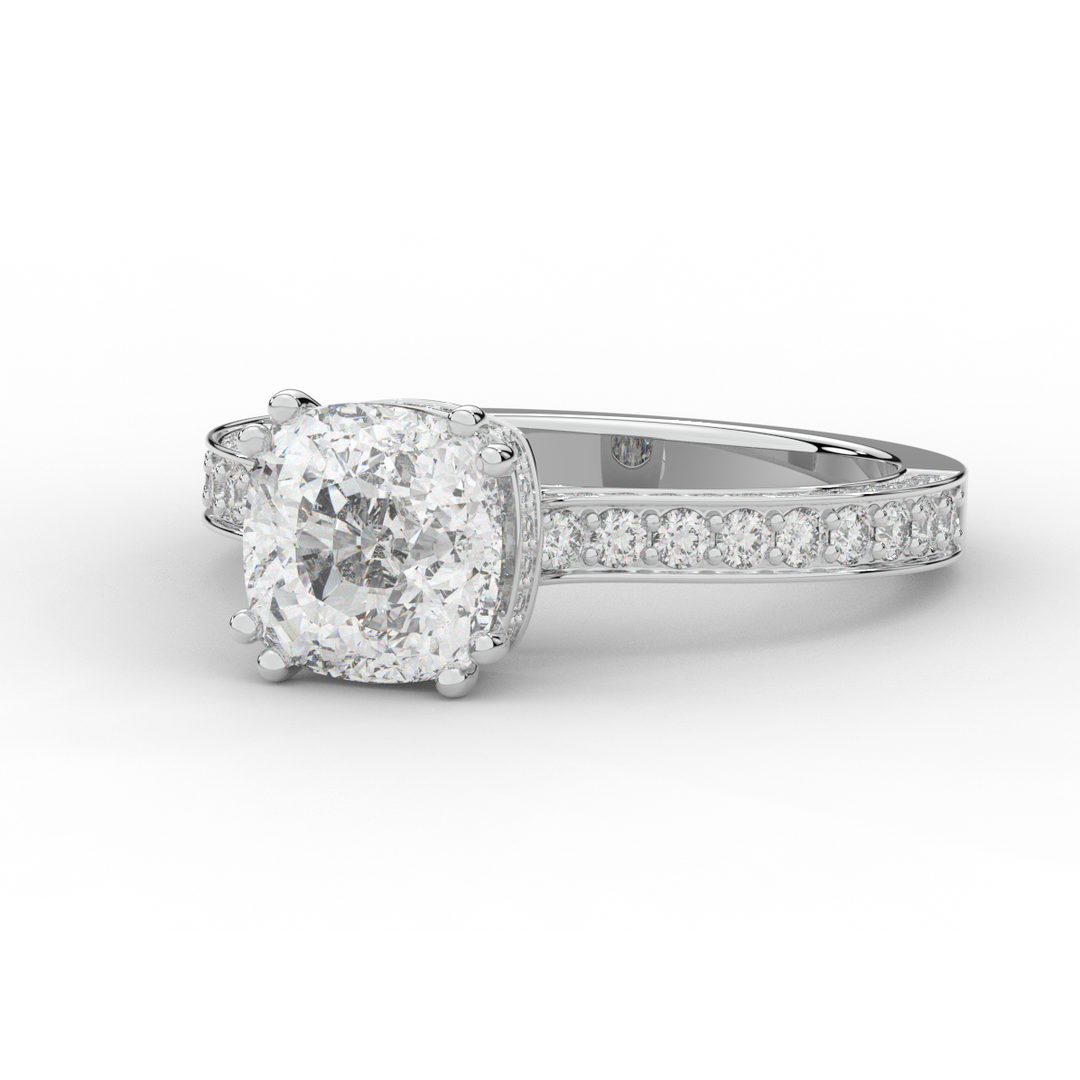 2.60CT.TW CUSHION LAB DIAMOND SOLITAIRE ENGAGEMENT RING - Nazarelle