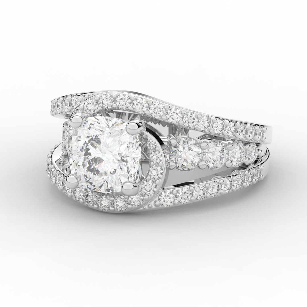 3.30CT.TW CUSHION LAB DIAMOND ENGAGEMENT RING - Nazarelle