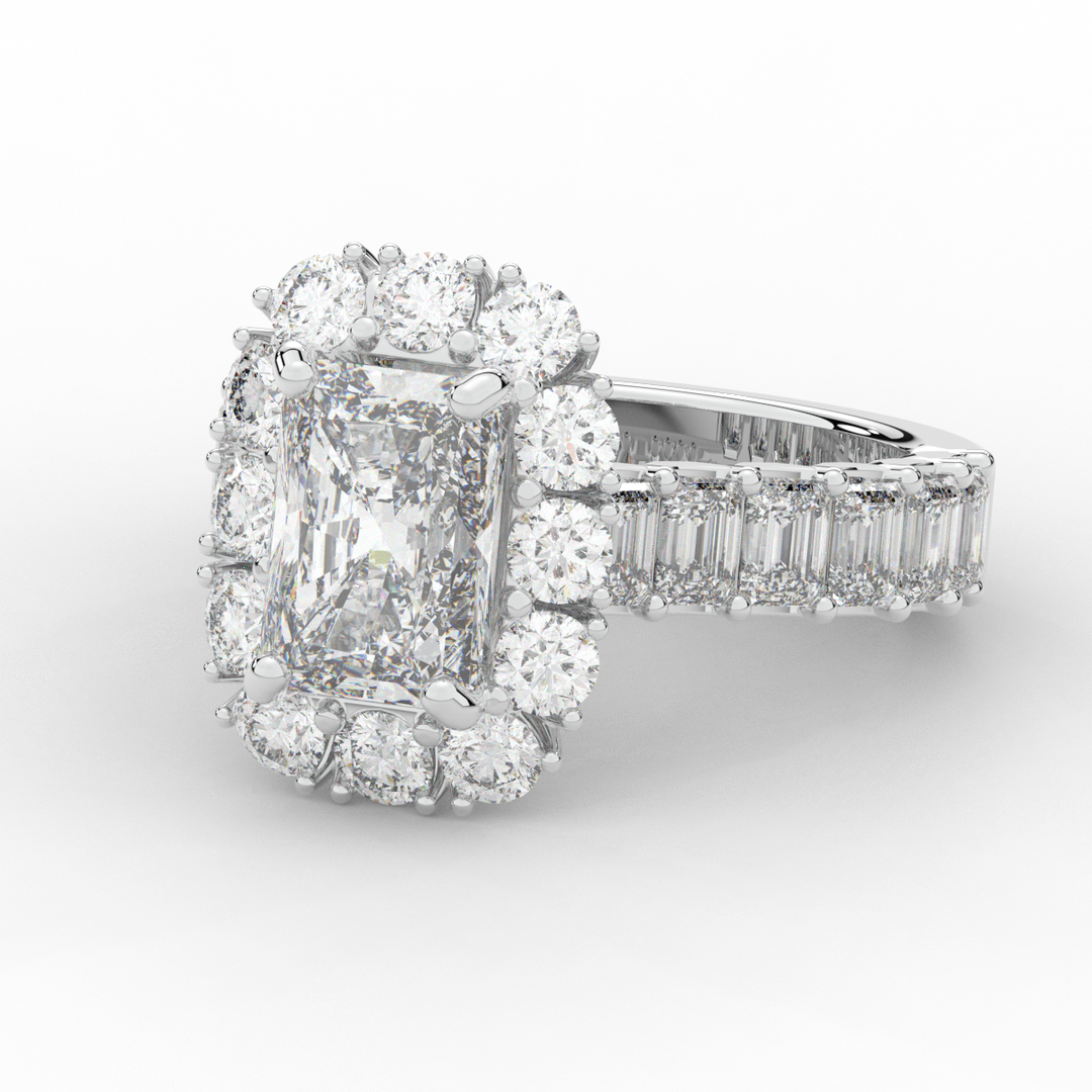 6.00CT.TW RADIANT LAB DIAMOND HALO ENGAGEMENT RING - Nazarelle