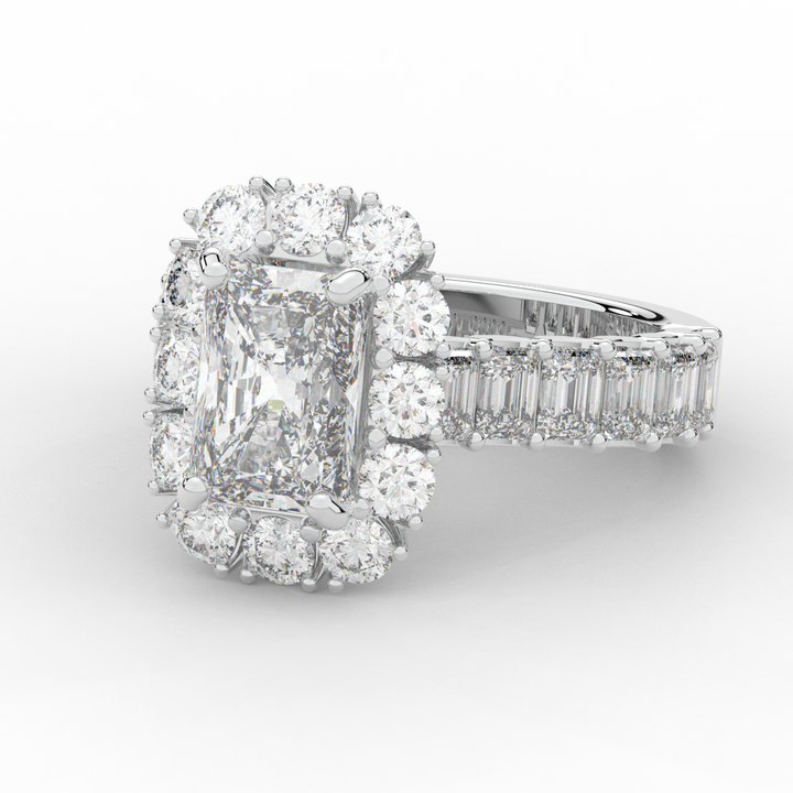 6.00CT.TW RADIANT LAB DIAMOND HALO ENGAGEMENT RING - Nazarelle
